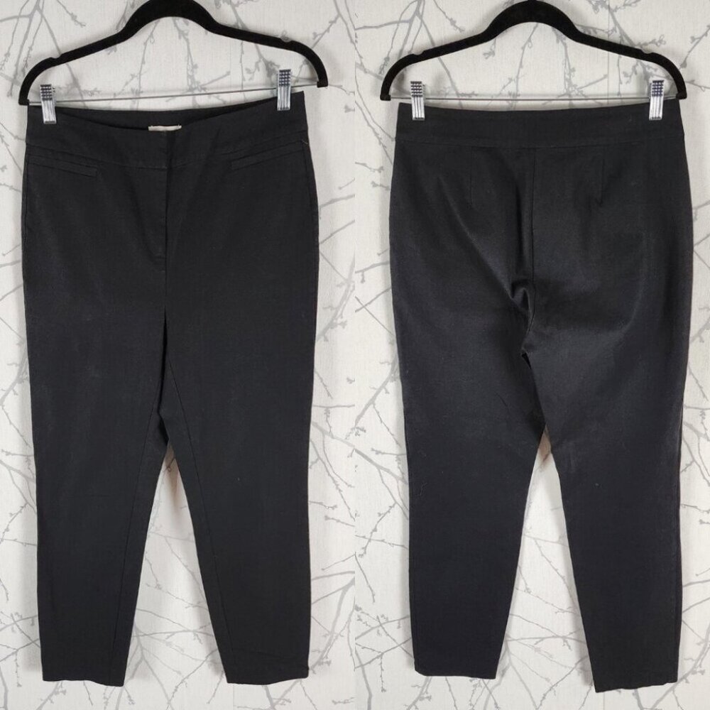 Eileen Fisher Black Organic Cotton Stretch Twill High Rise Skinny Pants